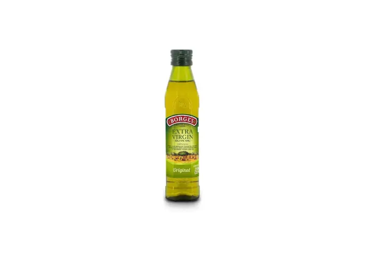 Botella de aceite de oliva virgen extra Borges. El aceite Borges de donde es, es un producto de calidad.