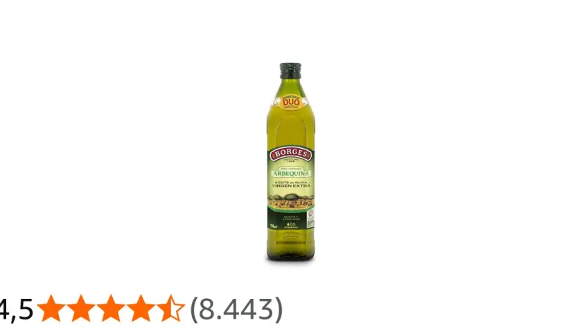 Aceite de oliva Borges Arbequina, 100% virgen extra. ¿Cual es el aceite de oliva mas suave? Este es suave y afrutado, ideal para cocinar y aliñar.