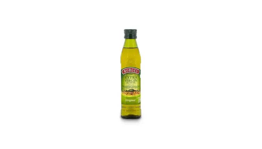 Botella de aceite de oliva virgen extra Borges. El aceite Borges de donde es, es un producto de calidad.